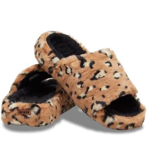 Crocs Classic Leopard Fur Slides